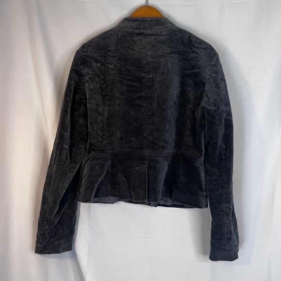 Ann Taylor LOFT Dark Gray Velvety Mock Neck Button Front Blazer Size 2 - Picture 2 of 7